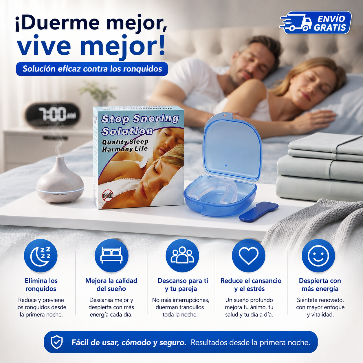 🌙 ANTI-RONQUIDOS PRO |✨Descanso Profundo, Natural y Sin Interrupciones😴💙