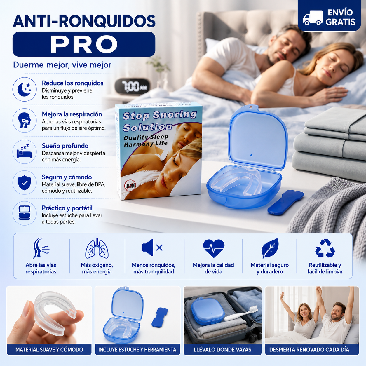 🌙 ANTI-RONQUIDOS PRO |✨Descanso Profundo, Natural y Sin Interrupciones😴💙